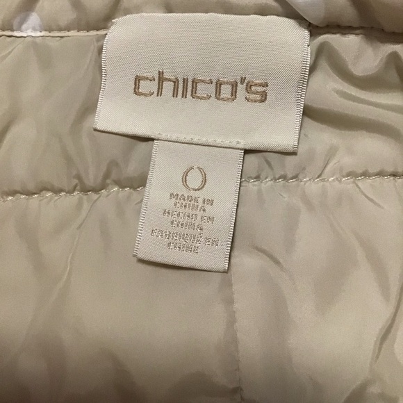 Chico’s Polka-Dot Puffer Vest Beige Full Zip - Picture 9 of 9